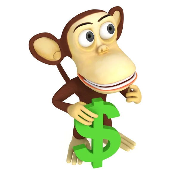 Macaco 3d com sinal de dólar — Fotografia de Stock