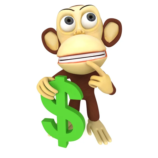 Macaco 3d com sinal de dólar — Fotografia de Stock