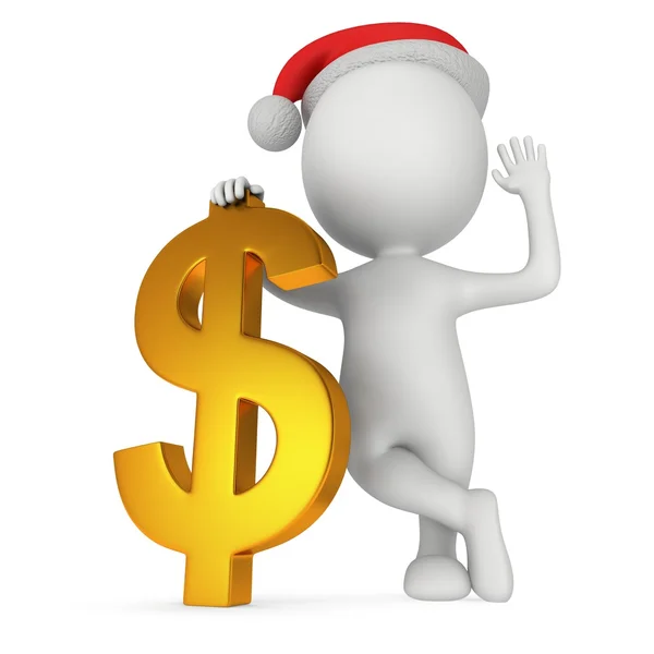 3d santa claus stand near dollar sign — Stock Photo, Image