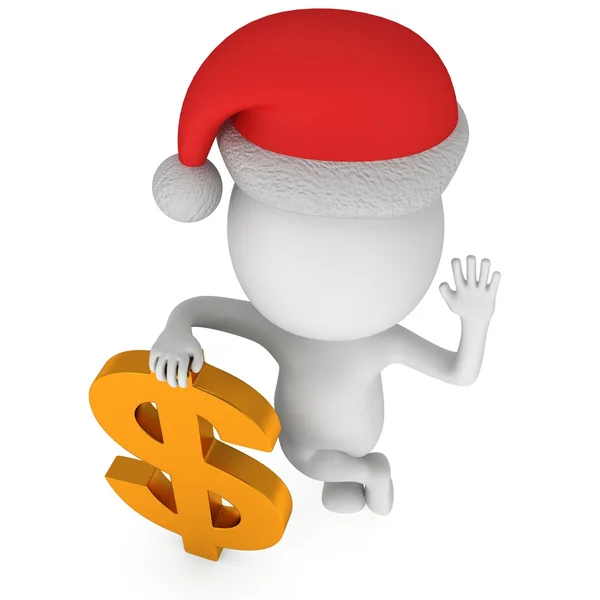3D λευκό Άγιος Βασίλης και το σύμβολο του δολαρίου — Φωτογραφία Αρχείου