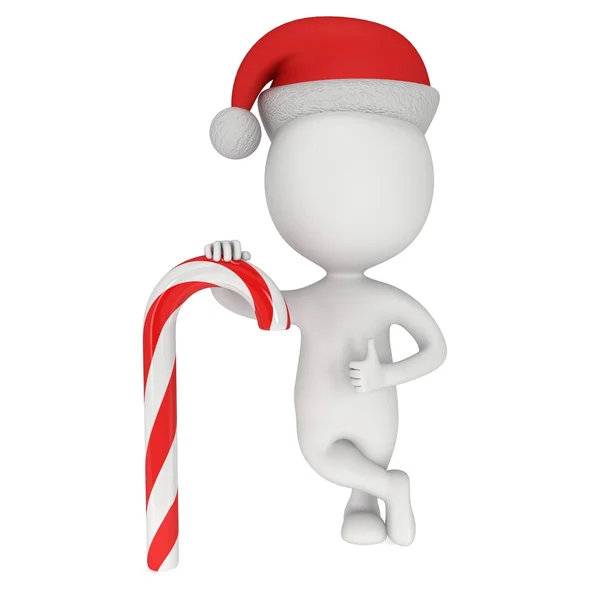 3D λευκό κάλυμμα Άγιος Βασίλης με καραμέλα από ζαχαροκάλαμο. — Φωτογραφία Αρχείου