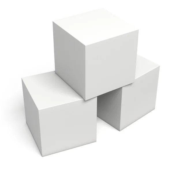Cutii albe izolate pe fundal alb — Fotografie, imagine de stoc