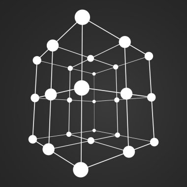 Tel kafes kafes küp. Bağlantılı noktalar ve çizgiler.