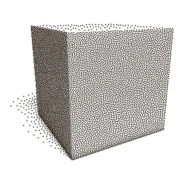 Dotwork halftone Vektor Cube Symbol — Stockvektor