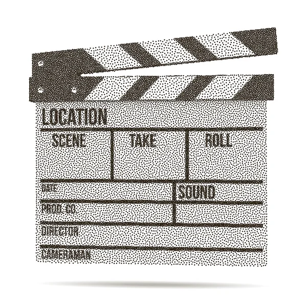 Dotwork Demi-teinte vectoriel Cinéma clapperboard — Image vectorielle