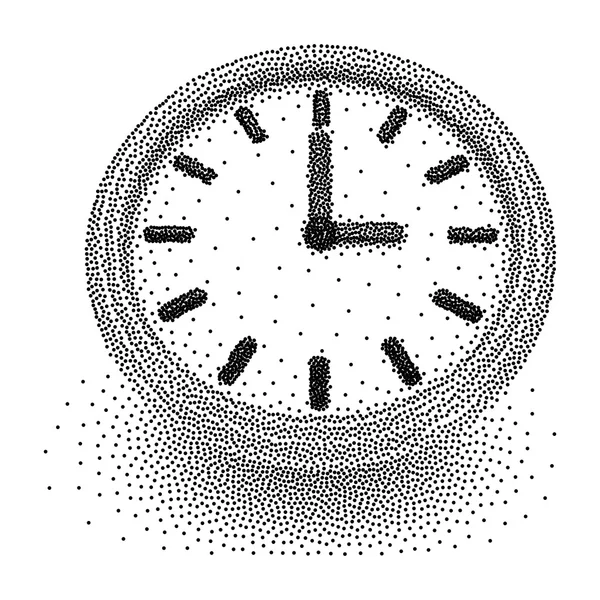 Dotwork Halftone Vector Clock — Stock Vector