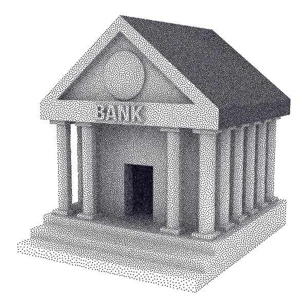 Dotwork półtonów wektor Bank Building — Wektor stockowy
