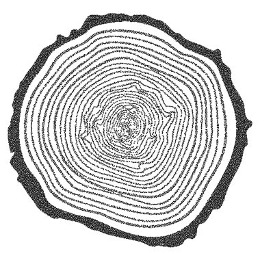 Dotwork yarım ton vektör ağaç halkaları