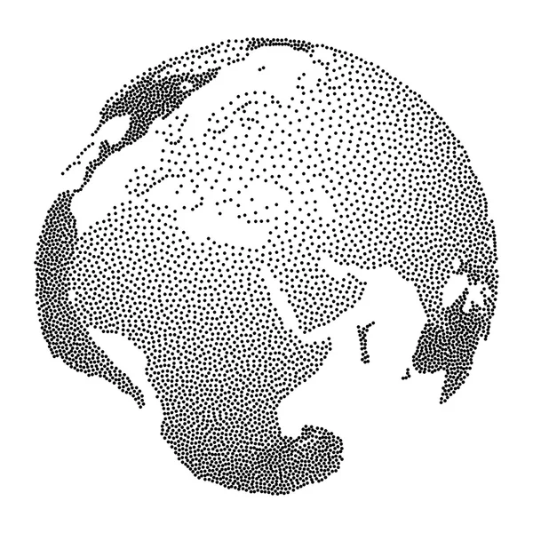 Dotwork Halftone Vector Earth Globe — Stock Vector