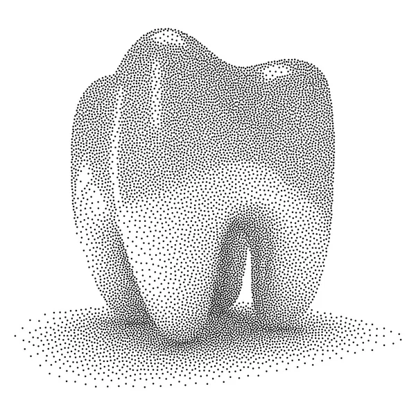 Rastra Dotwork wektor ząb — Wektor stockowy