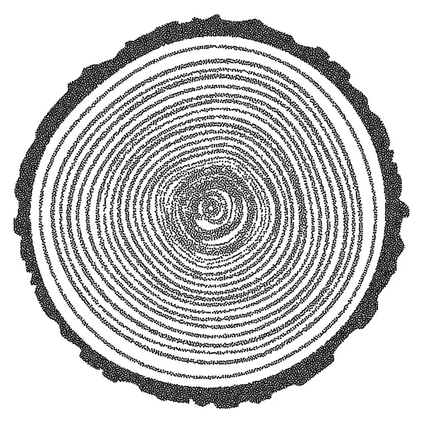 Dotwork halvton vektor träd ringar — Stock vektor