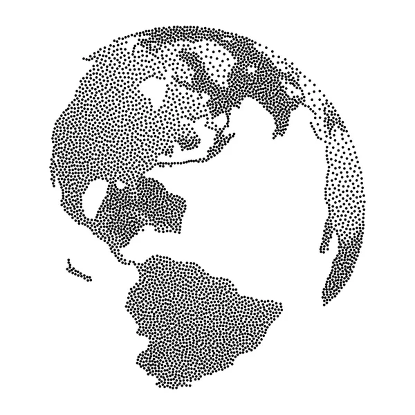 Globo della terra di semitono dotwork vettoriale — Vettoriale Stock