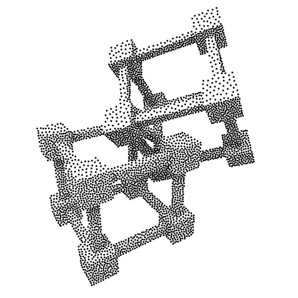 Κύβος Dotwork διάνυσμα wireframe ματιών — Διανυσματικό Αρχείο