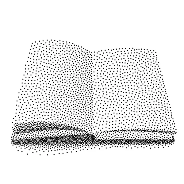 Dotwork Meio-tom Vector Open Book — Vetor de Stock