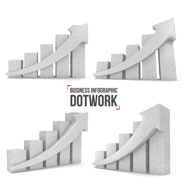 Dotwork félárnyék vektor Bar Graph diagramra — Stock Vector