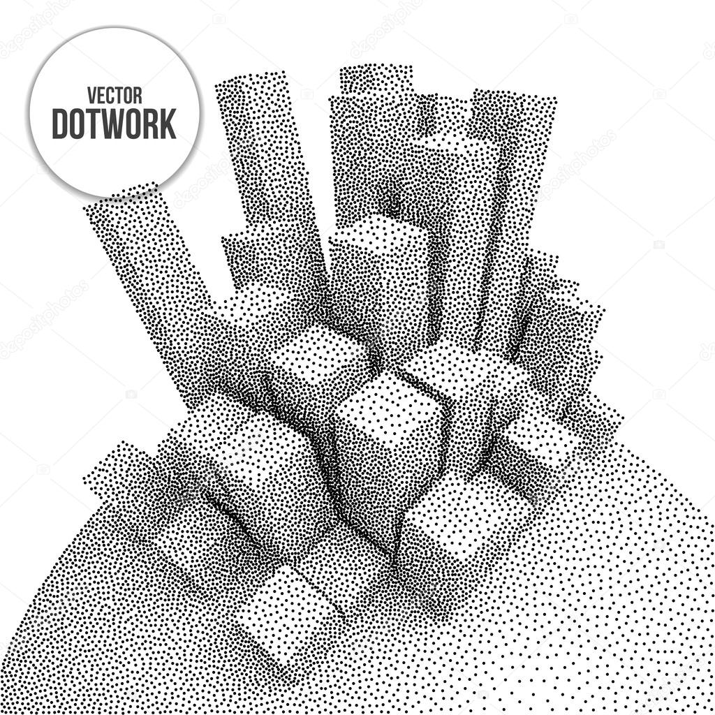 Wireframe Mesh Dotwork Vector Boxes