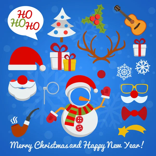 Christmas photo booth and scrapbooking vector set — Stock Vector