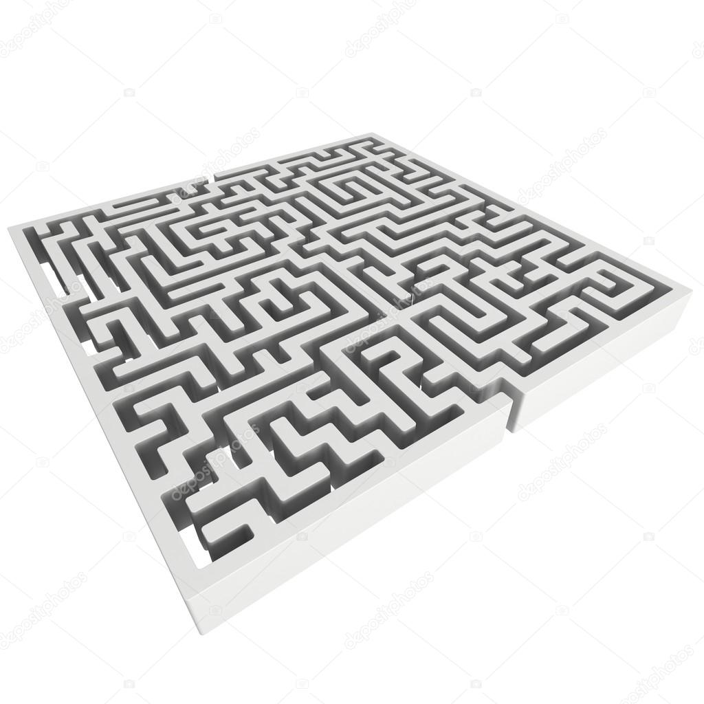 3D Maze. Labyrinth shape design element.