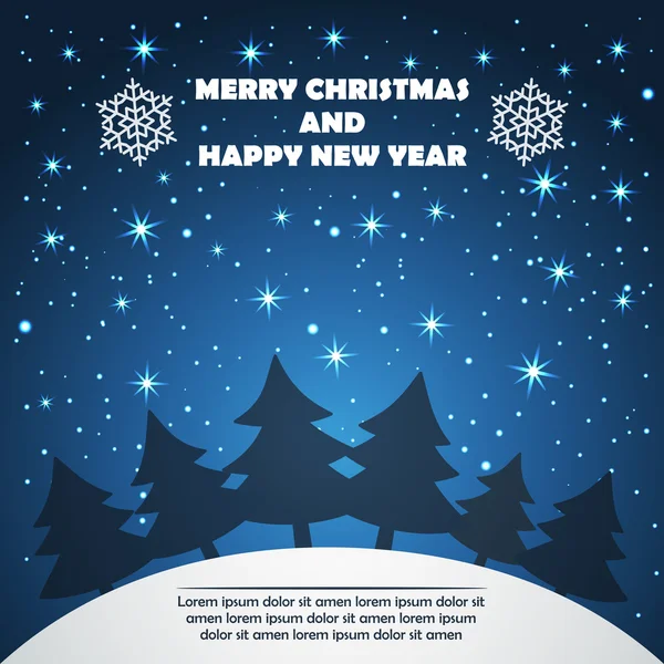 Carte de voeux de Noël et Nouvel An avec sapins — Image vectorielle