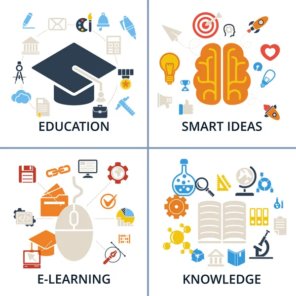 Concept Icons of Education. Vector set. — Stock Vector