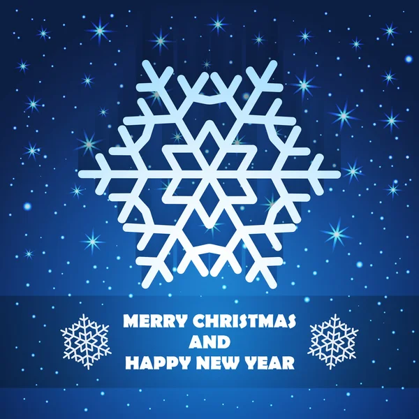 Carte de voeux de Noël et Nouvel An avec flocon de neige — Image vectorielle