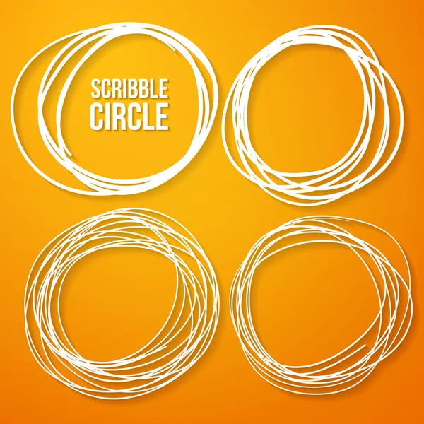 Set of 4 Hand Drawn Scribble Circles — Stock Vector