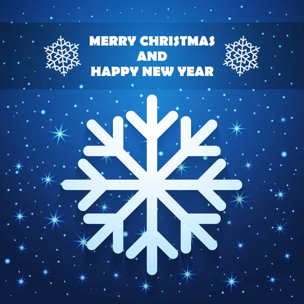 Christmas and New Year Greeting Card with Snowflake — Stock Vector