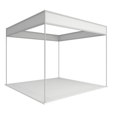 Ticaret göster Booth kutusunu. 3D beyaz ve boş.
