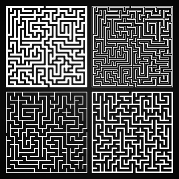 Vector Maze Set. Labyrinth with Entry and Exit.