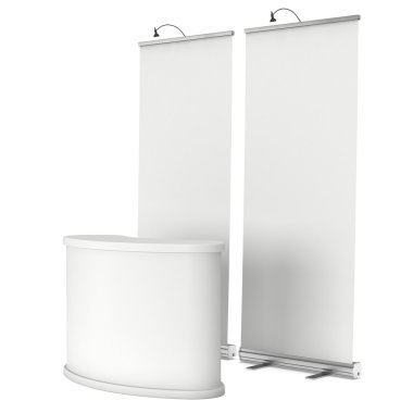 Trade show booth. Expand Roll Up Banner.