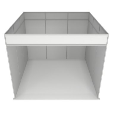 Ticaret göster Booth kutusunu. 3D beyaz ve boş.