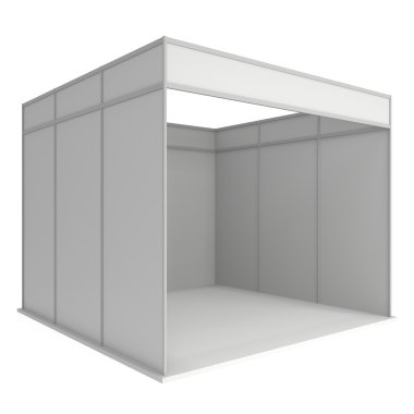 Ticaret göster Booth kutusunu. 3D beyaz ve boş.