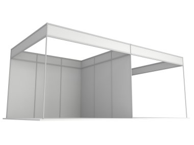 Ticaret göster Booth kutusunu. 3D beyaz ve boş.