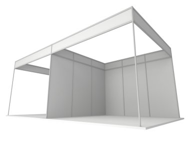 Ticaret göster Booth kutusunu. 3D beyaz ve boş.