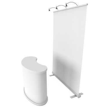 Trade show booth. Expand Roll Up Banner.