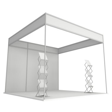 Ticaret göster Booth kutusunu. 3D beyaz ve boş.