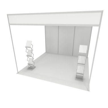 Ticaret göster Booth kutusunu. 3D beyaz ve boş.