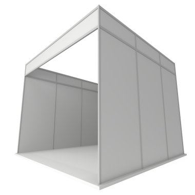 Ticaret göster Booth kutusunu. 3D beyaz ve boş.