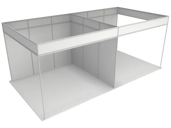 Salón Comercial Booth Box. Blanco y blanco 3D . — Foto de Stock