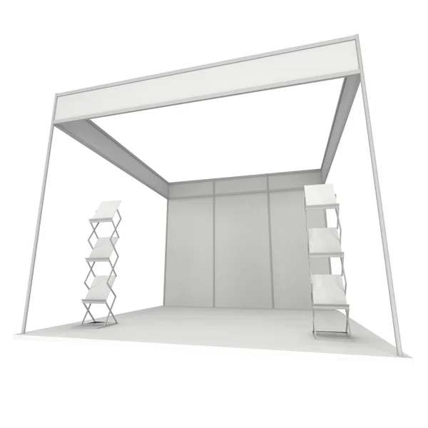 Salón Comercial Booth Box. Blanco y blanco 3D . — Foto de Stock