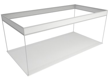 Gösteri Booth kutusu beyaz ticaret ve boş. Boş kapalı sergi