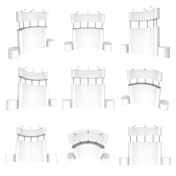 무역 박람회 부스 흰색과 빈 설정. — 스톡 사진