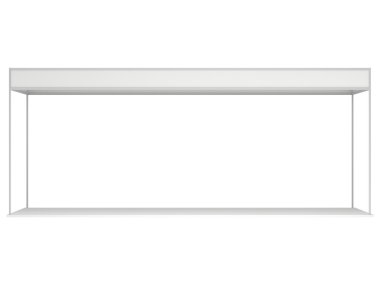 Gösteri Booth kutusu beyaz ticaret ve boş. Boş kapalı sergi