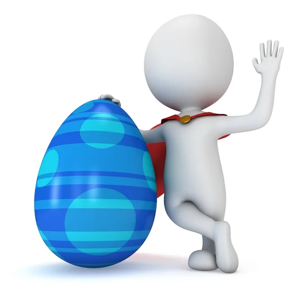 Brave superhero with red cloak with Easter Egg — Stockfoto