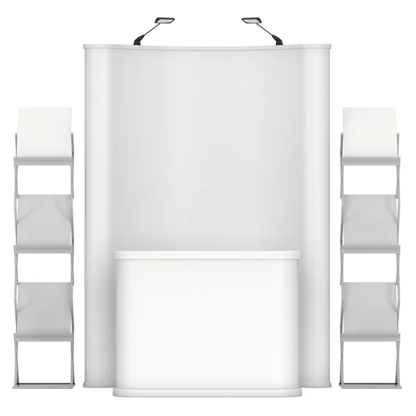 Pop-up stand with reception desk and magazine rack