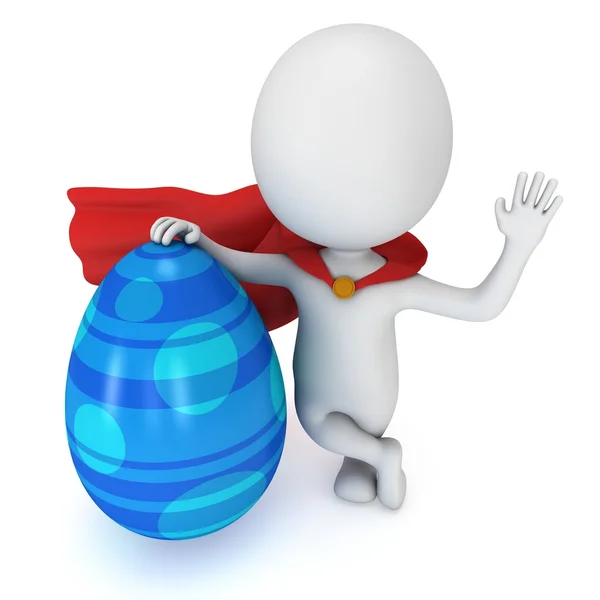 Brave superhero with red cloak with Easter Egg — Stockfoto