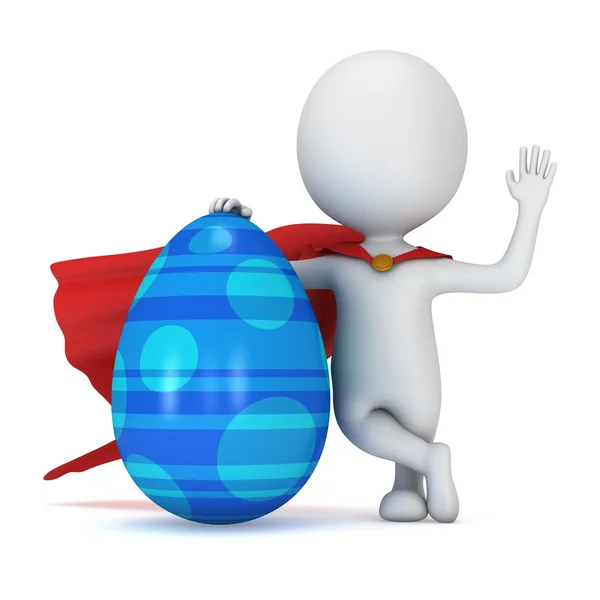 Brave superhero with red cloak with Easter Egg — Stockfoto