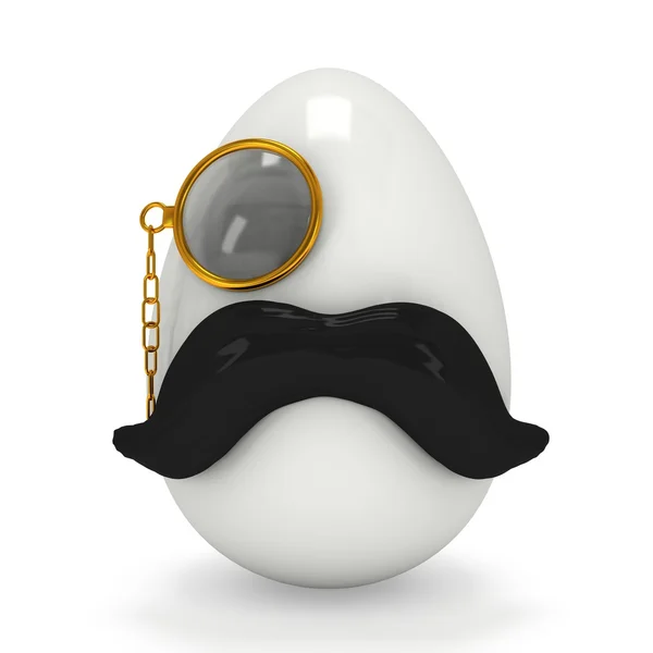 Egg with mustache and monocle — Stock fotografie