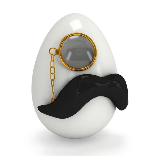 Egg with mustache and monocle — Stock Fotó