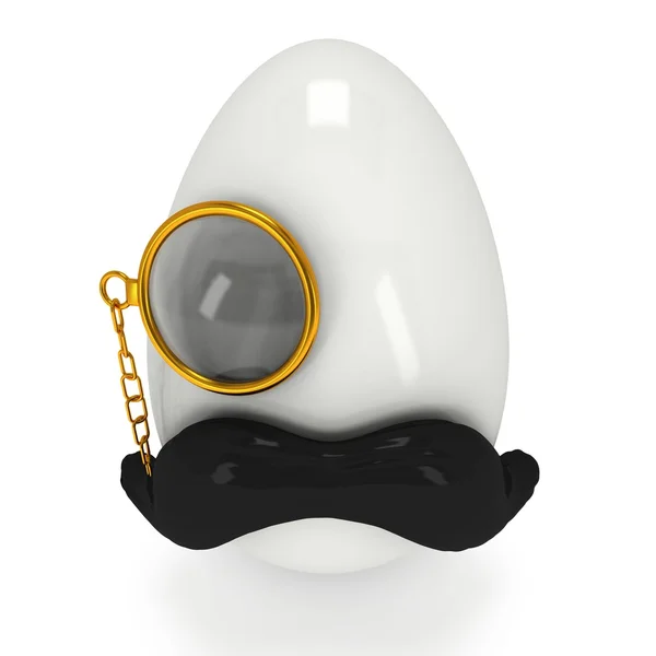 Egg with mustache and monocle — Stock Photo, Image